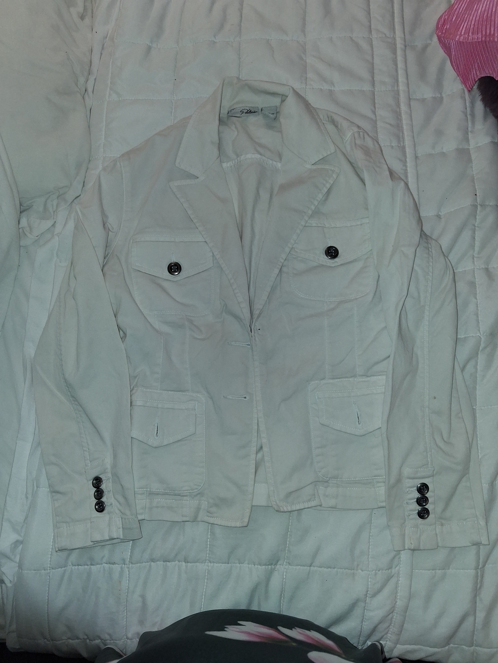 Chico's Cream Button-Front Utility Jean Jacket